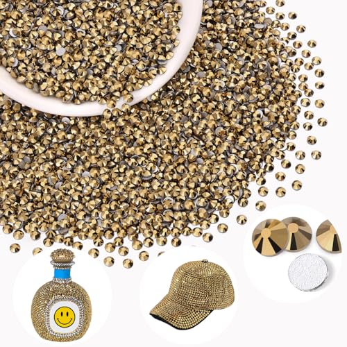 Image of 2500PCS SS10 /2.8mm Crystal Glass Rhinestones for Bedazzling (Crystal Aurum) | Flatback Rhinestones for Crafting DIY Nail Art Makeup Decoration, Gems Diomand Charms for Tumbler Shoes Clothing Mug