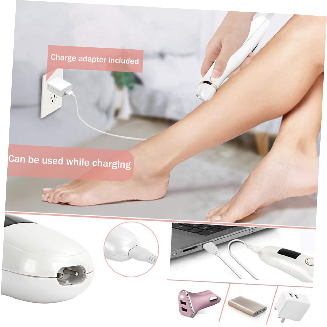 BESTYASH Rasoio Elettrico per Donne Testa in Acciaio Inossidabile Resistente alla Ruggine Telaio Abs Durevole per Rimozione Peli Viso Corpo Ricaricabile USB Portatile