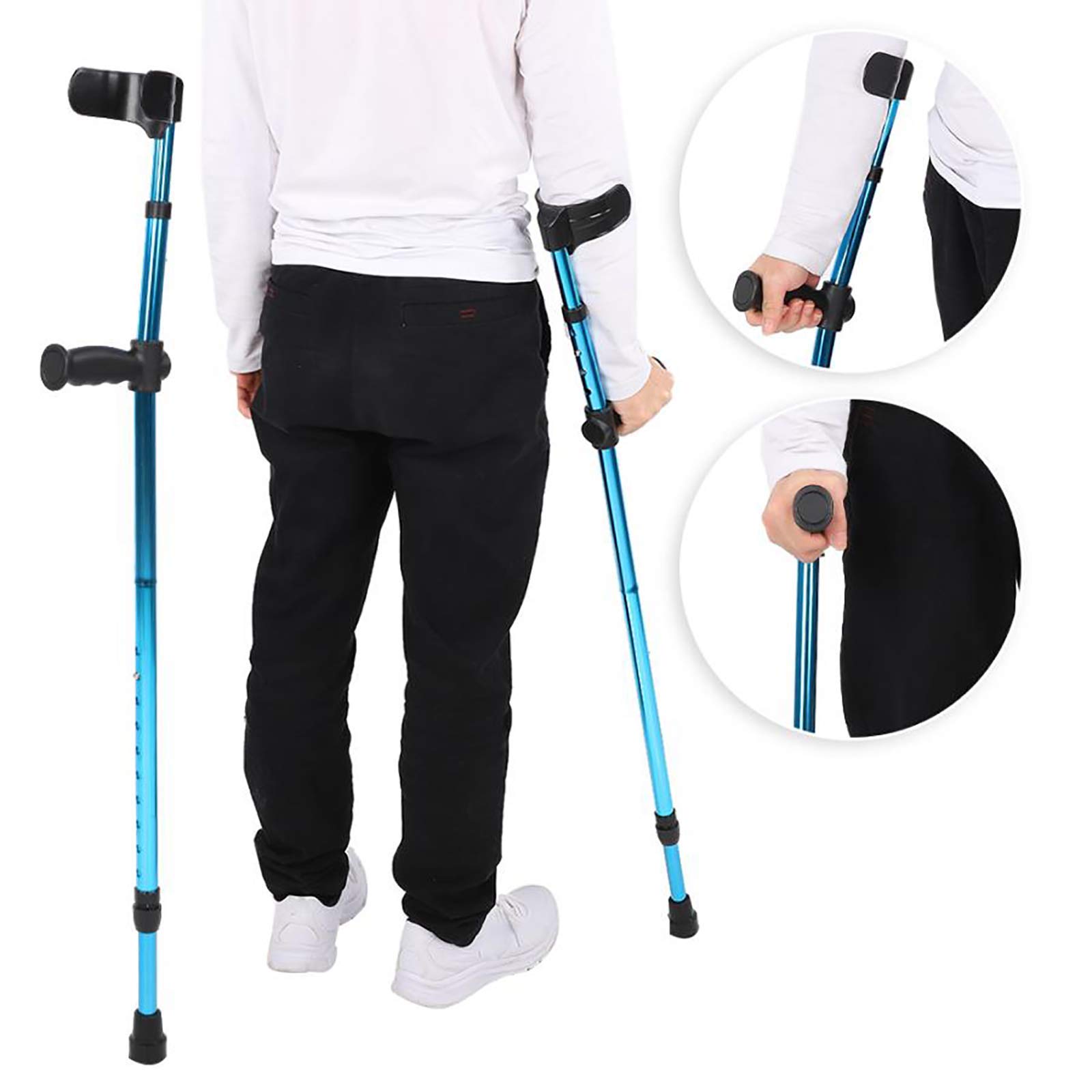 Muletas plegables, Codo plegable para muletas, Aleación de aluminio, Codo, Muleta para antebrazo Muletas para codos Plegable Ultraligero Asistencia de aluminio Ajustable en altura con mango cómodo 1