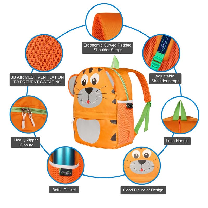 Image of Frantic Soft Cartoon Design Animal Velvet Plush School Backpack Bag For 2 To 5 Years Boys Girls Nursery Preschool Picnic Carry Travelling Bags