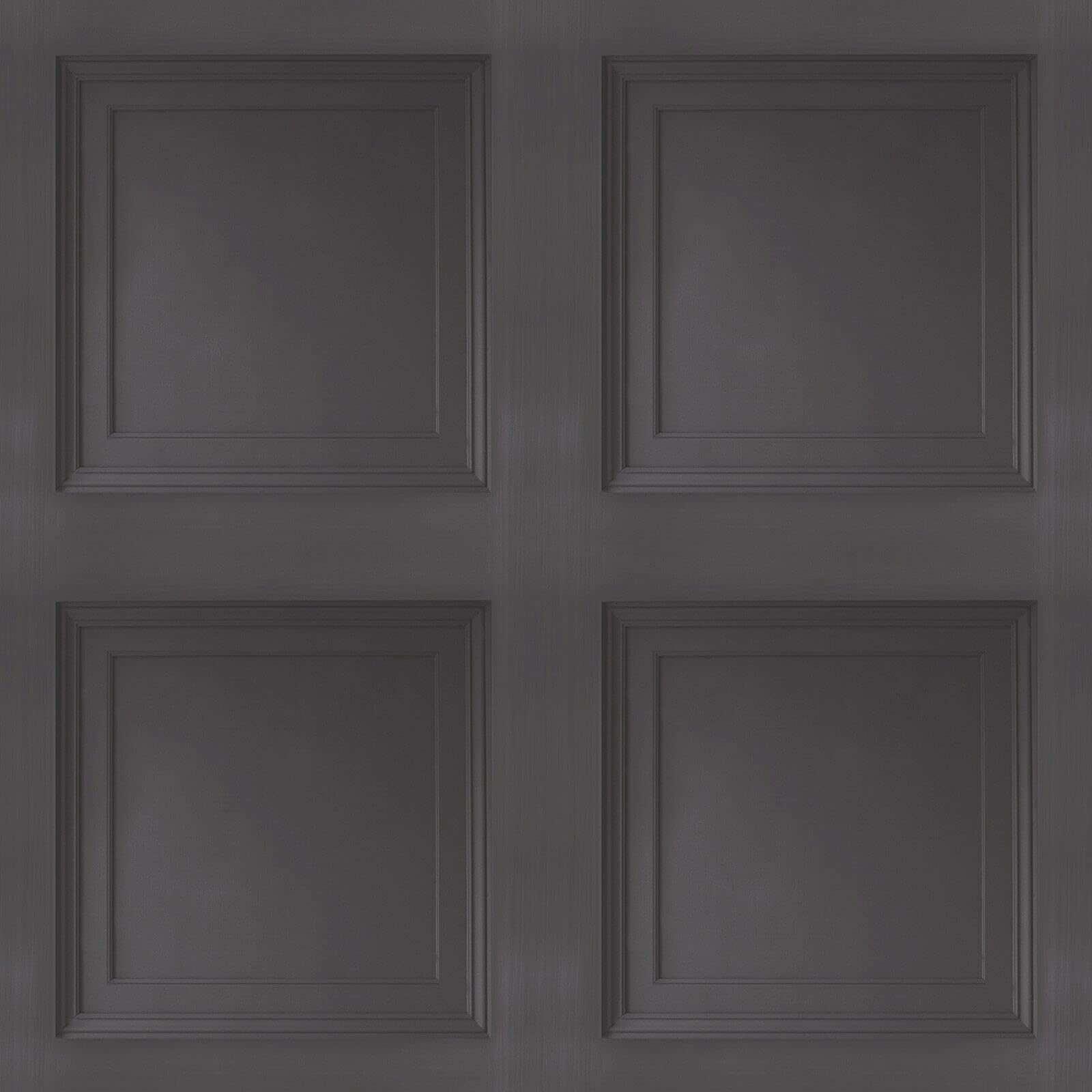 SOPHIE LAURENCE Wood Panel Effect Wallpaper Realistic Square Panelling Flat Finish 3D Wallpaper Black