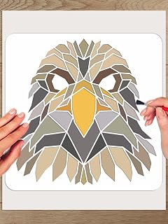 1Pcs Eagle Head Painting Stencil, 11.8x11.8inchs Geometric Animal Plastic Reusable Stencil Crafts Drawing Templates for Painting on Wood Wall Door Canvas Fabric Rock Sign Home Decor