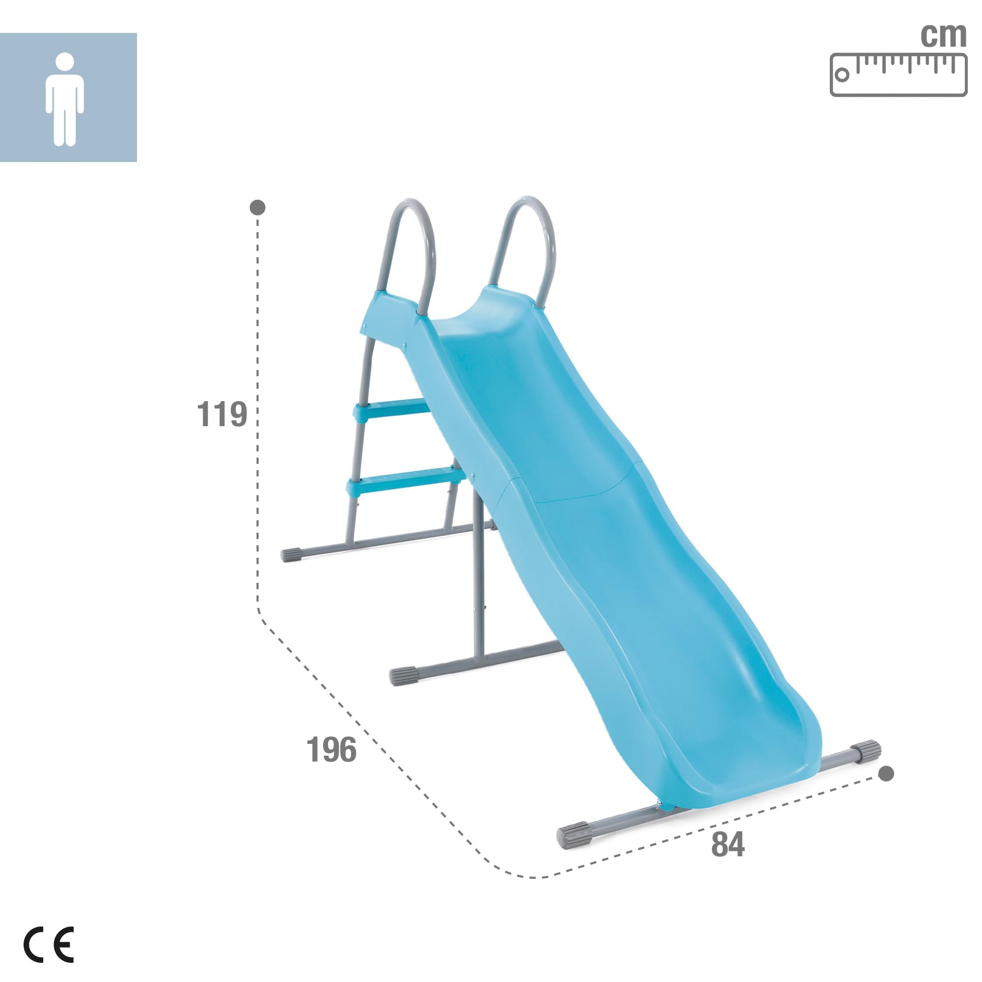 Intex 44106 – Scivolo da Giardino per Bambini, Acciaio e Plastica, Azzurro, 196x84x119 cm