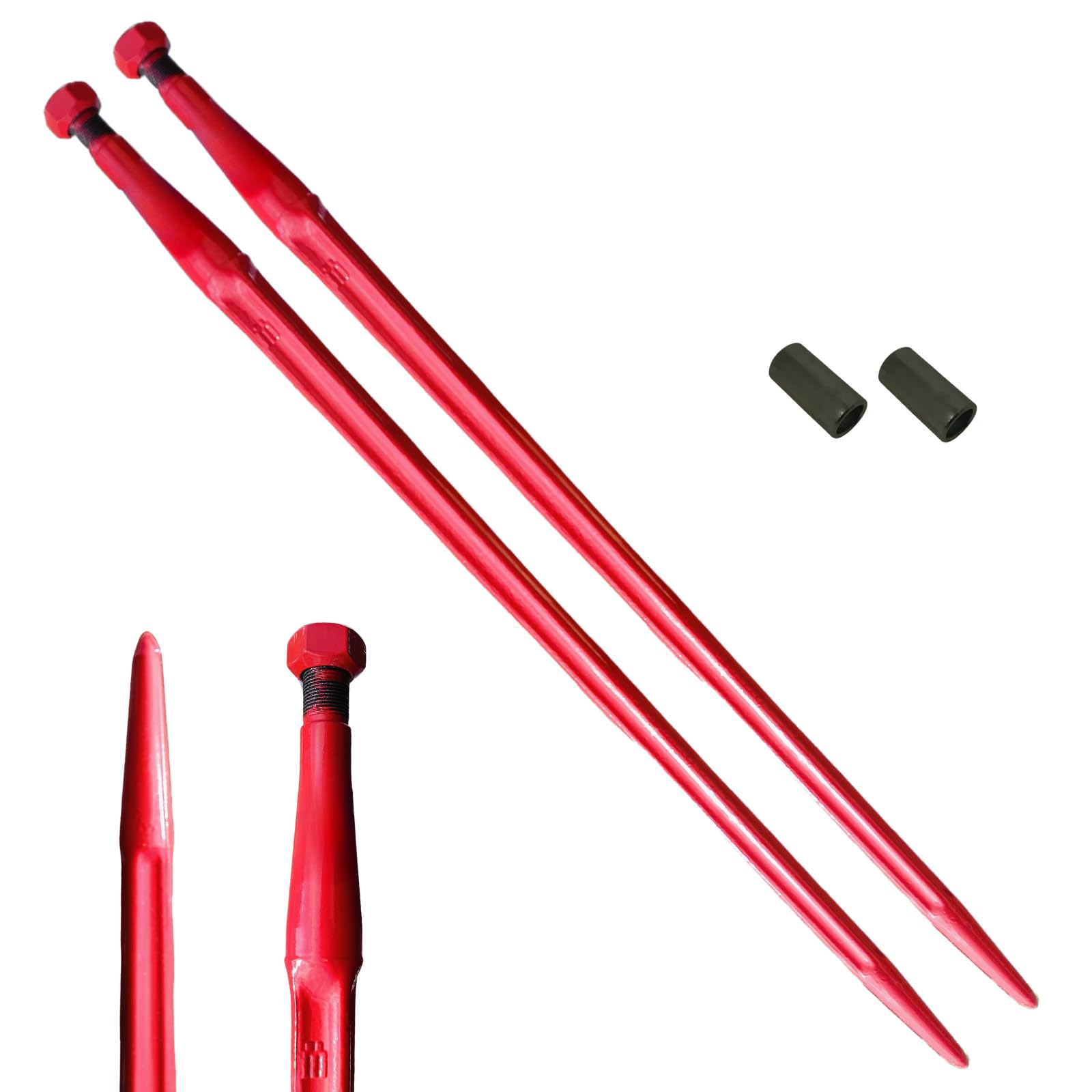 2X Frontladerzinken Frontlader 810mm M22x1.5 Zinken Großballenzinken + 2X Büchsen