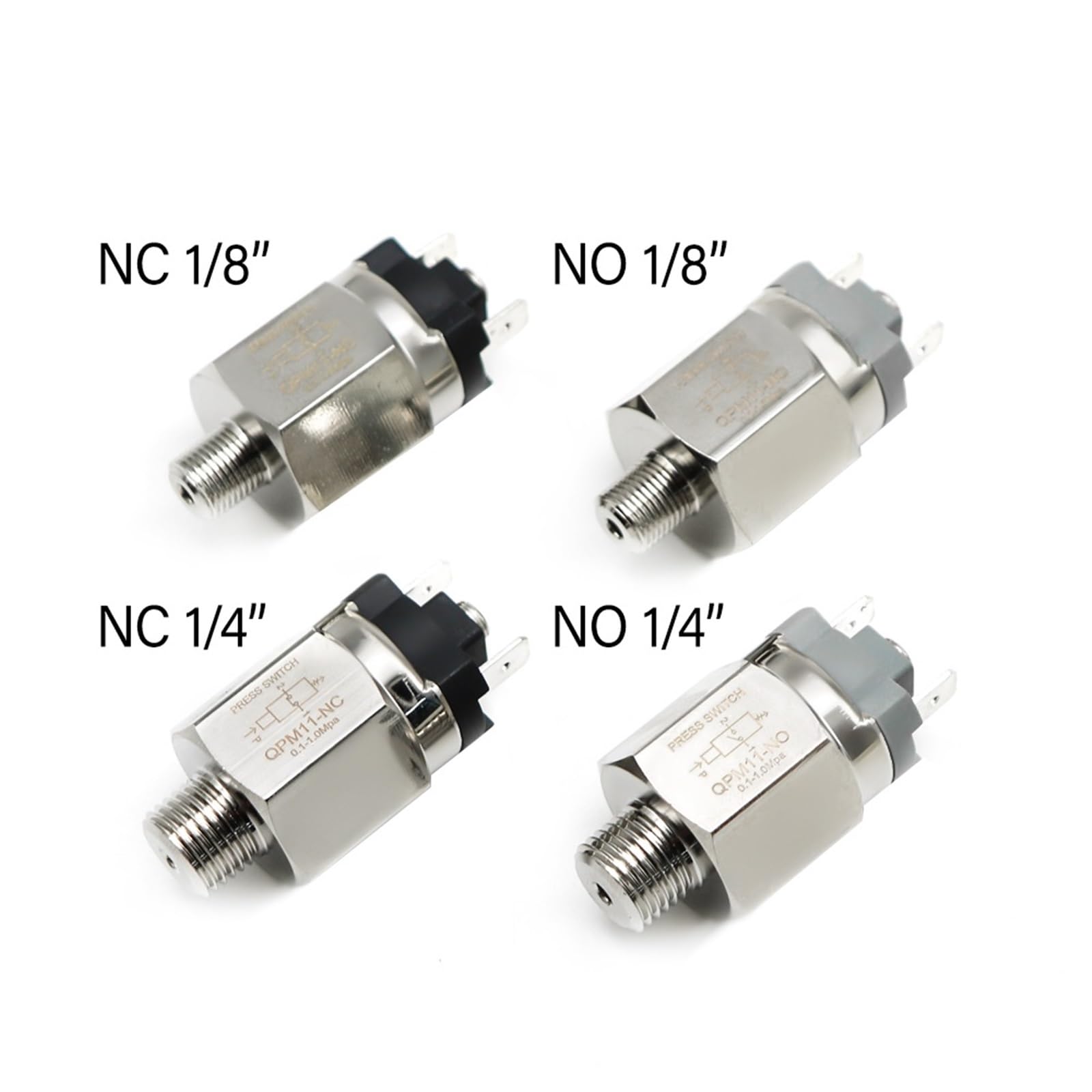1/4 1/8 pouces pression réglable diaphragme hydraulique interrupteur QPM11-NC/QPM11-NO pressostat fil externe filetage buse 1 pièces(QPM11 1 8 NO)