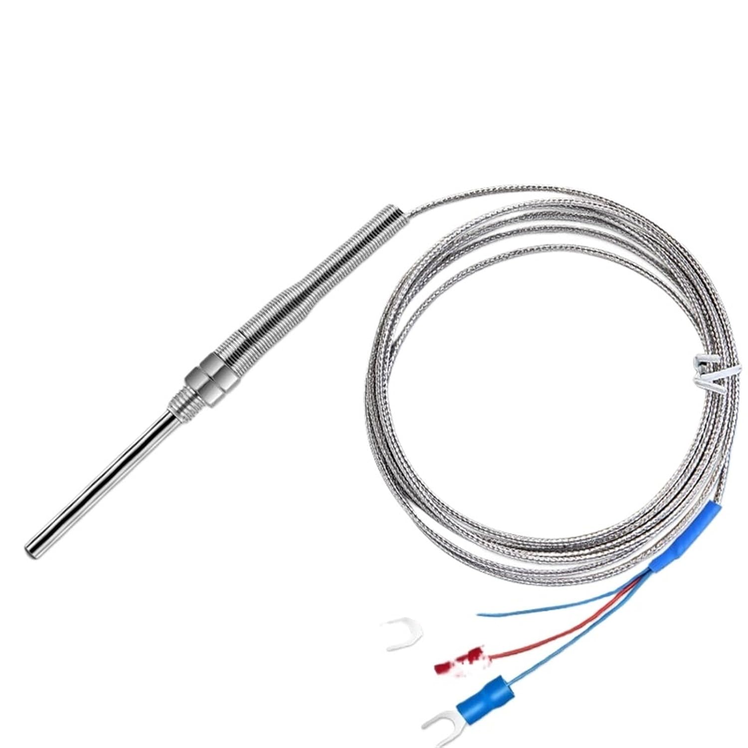0-400 Degree Type K Thermocouple M8 50mm 100mm 150mm 200mm Compression Spring Probe Temperature Sensor with 1M-5M Cable Wire(K 3M,150mm)