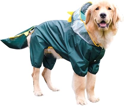 Dog Raincoat, Tail Protect Legs Cover Dinosaur Cosplay Raincoat Costume Cute Animals Pattern Raincoat Jacket for Medium Large Dogs 8XL