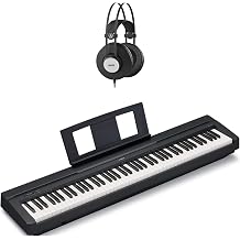 Yamaha 88-Key Weighted Portable Digital Piano Keyboard with Music Rest, Sustain Foot Switch, Built-in Speakers, USB with AKG Pro Audio K72 Over-Ear, Closed-Back, High-Sensitivity, High
