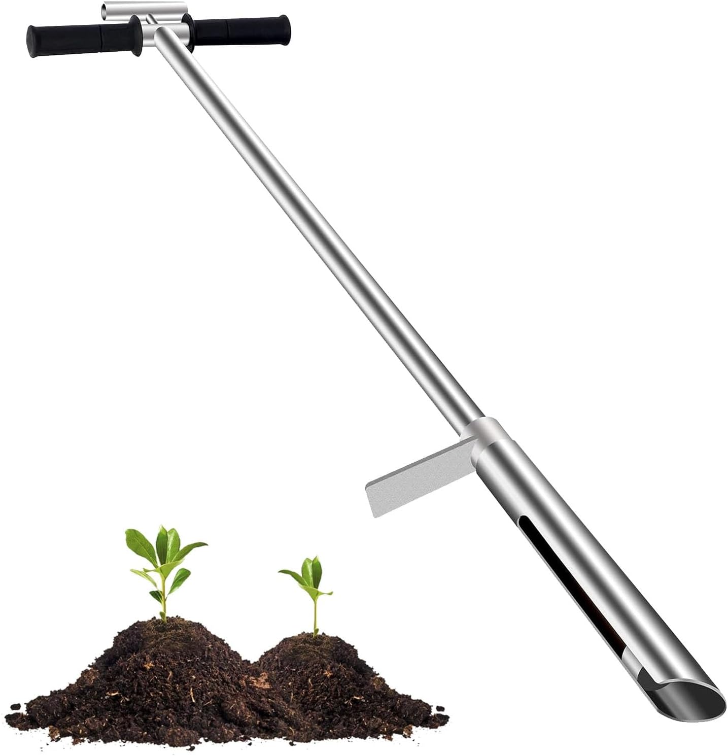 Stainless Steel 36" Soil Probe T-Handle with Ejector & Foot Pedal, 2" Dia Ground Sampling Rod for Gardening, Agriculture, Soil Testing & Analysis