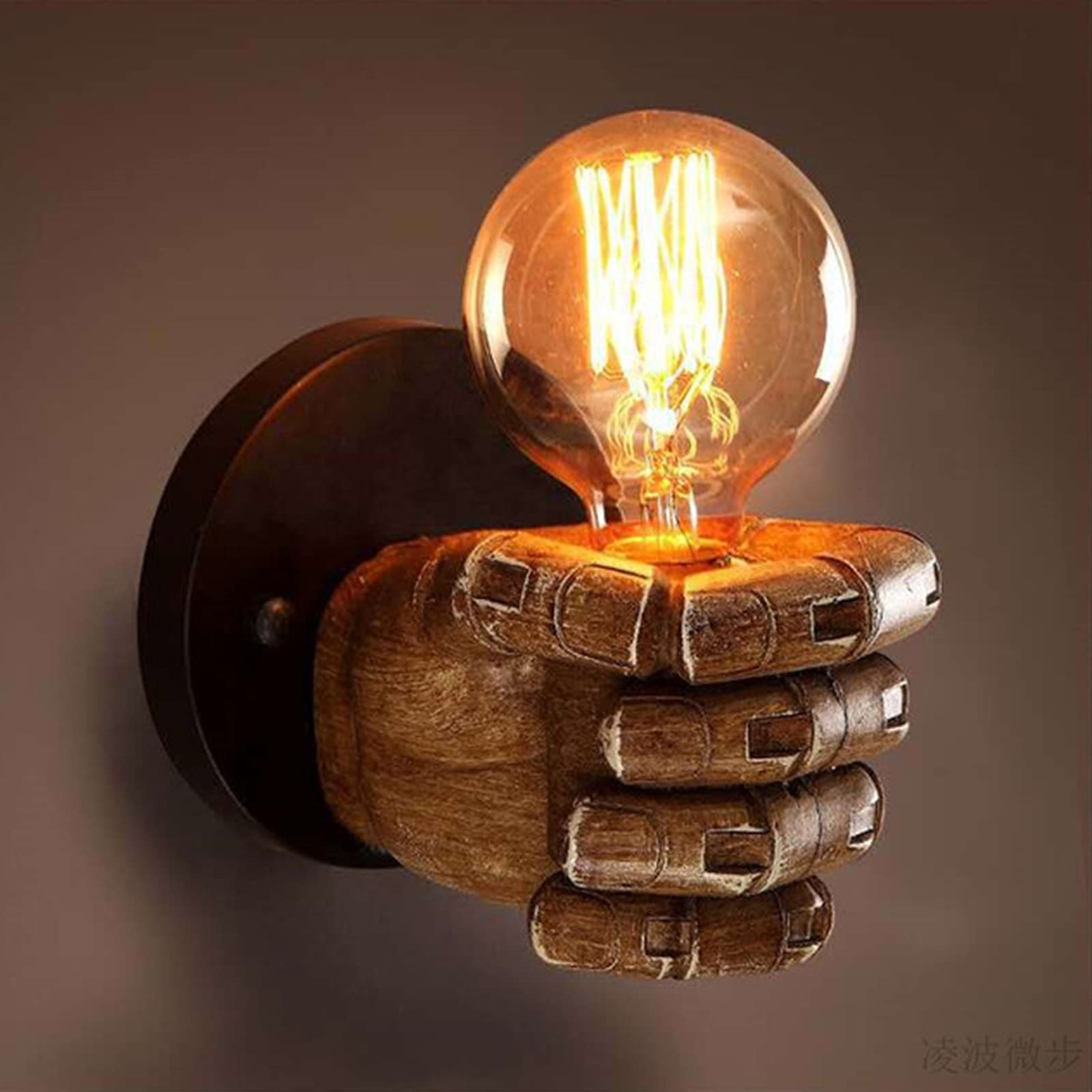 HELCEKOU Retro Resin Fist Wall Lamp Bar Restaurant Cafe Decorative Left Hand Right Lamp(Color:Right hand)