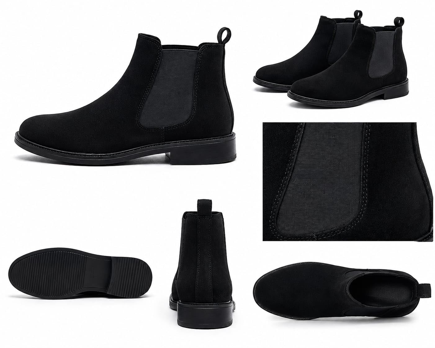 Black Suede Chelsea Boot for Men, Slip-On with Elastic Side Panels, Pull Tab, PVC Sole-picture-12