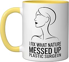 Plastic Surgeon Doctor Designs Surgical Plastic Surgery Ceramic Mug, Yellow/White