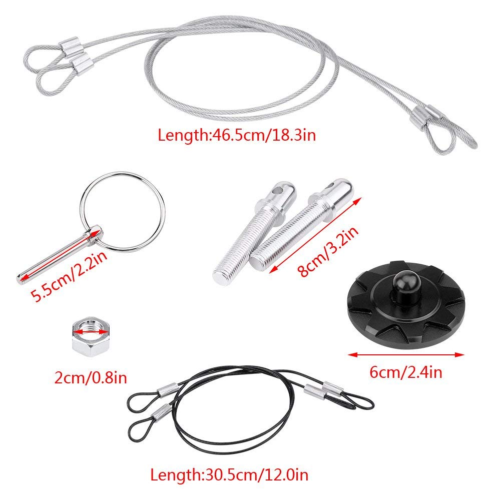 Perno del cofano, blocco del perno del cofano in lega di alluminio CNC, kit di blocco del perno del cofano universale, nero