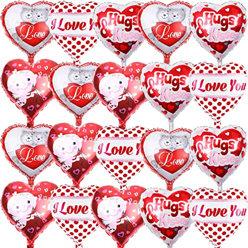20 Pcs I Love You Balloons Heart Balloons Mylar 18 Inches Valentines Day Balloons For Romantic Decorations Sweetest Day Special Night Party Supplies #TOP5
