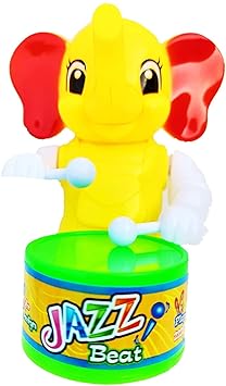 Key-Operated Cute Drummer Girl Rattle Musical Toy with Drumming and Dancing Action Toys for Kids Birthday Return Gift (ELEPHANT-01)