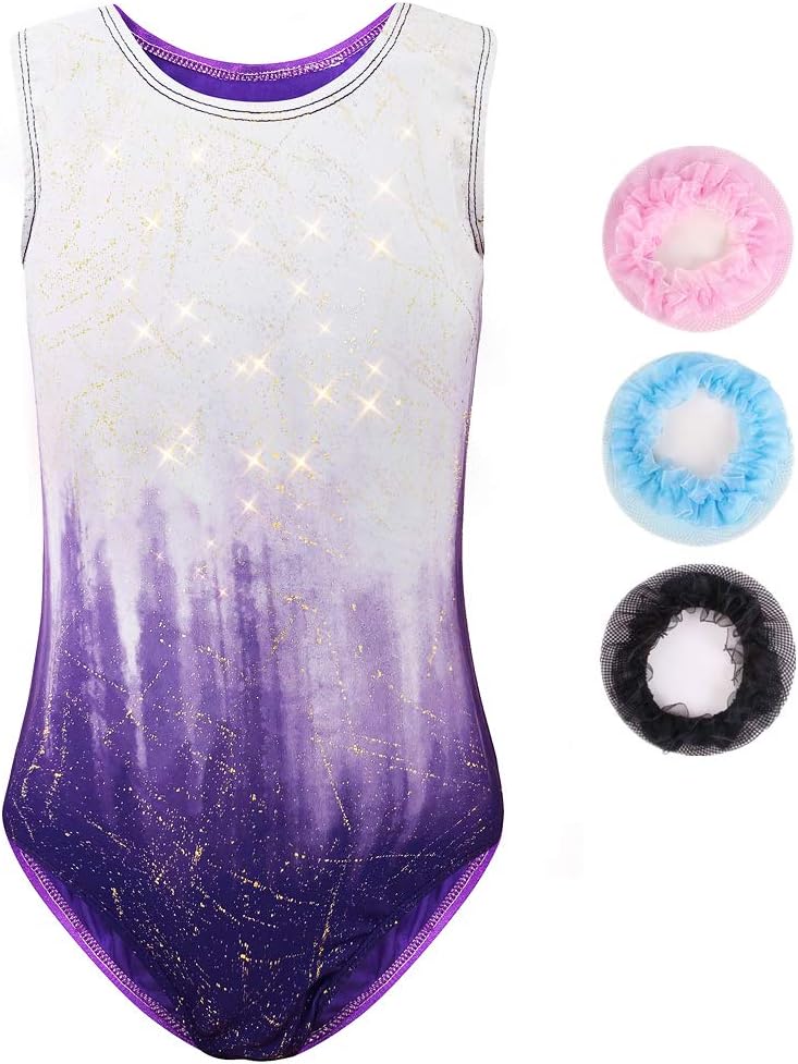 SinoemGymnastics Leotards for Girls Long Sleeve/Sleeveless Glitter Sparkle Gradient Color Dancing Ballet Gymnastics Athletic for Little Girl 3-12 Years