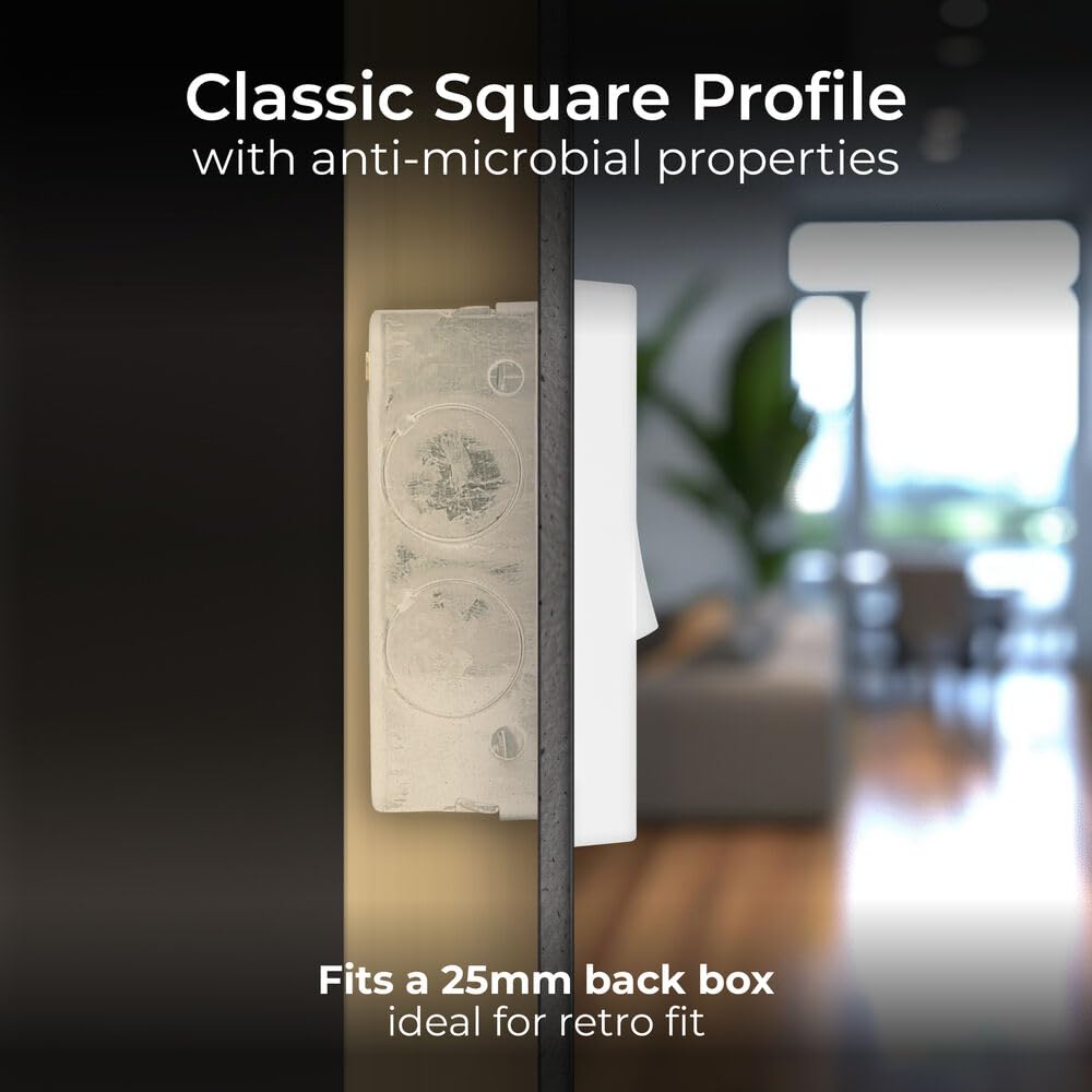 BG Electrical Quadruple Wall Light Switch, 2 Way, Square Edge, Nexus 900 Series, White Moulded, 20A, 16AX, 944 - Image 3
