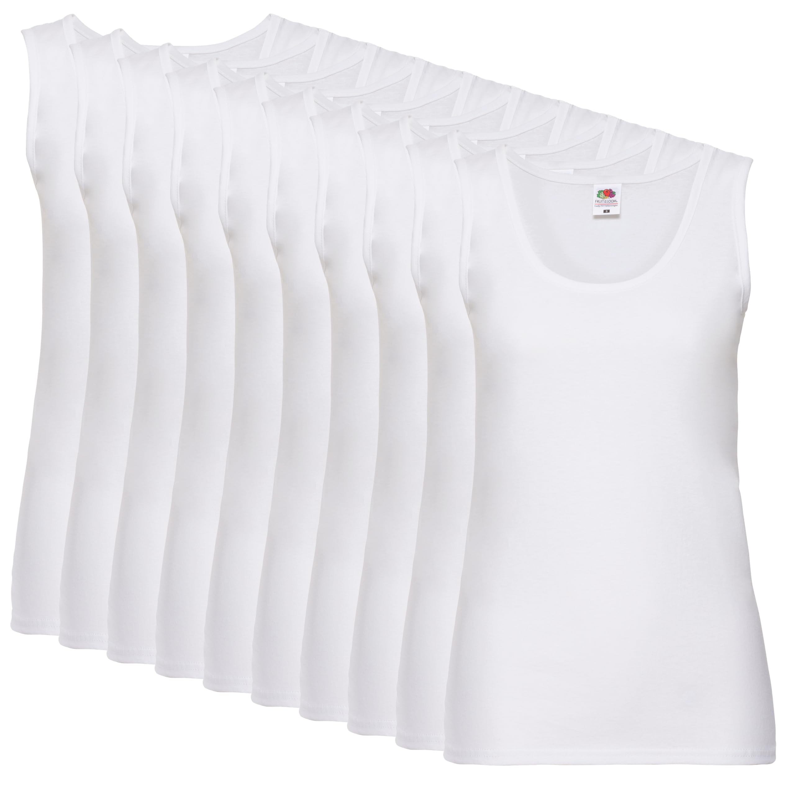 Confezione da 10 canottiere da donna | Canotta da donna in 100% cotone, aderente, ideale per il tempo libero, lo sport e la stampa + sacchetto in tessuto MyShirt