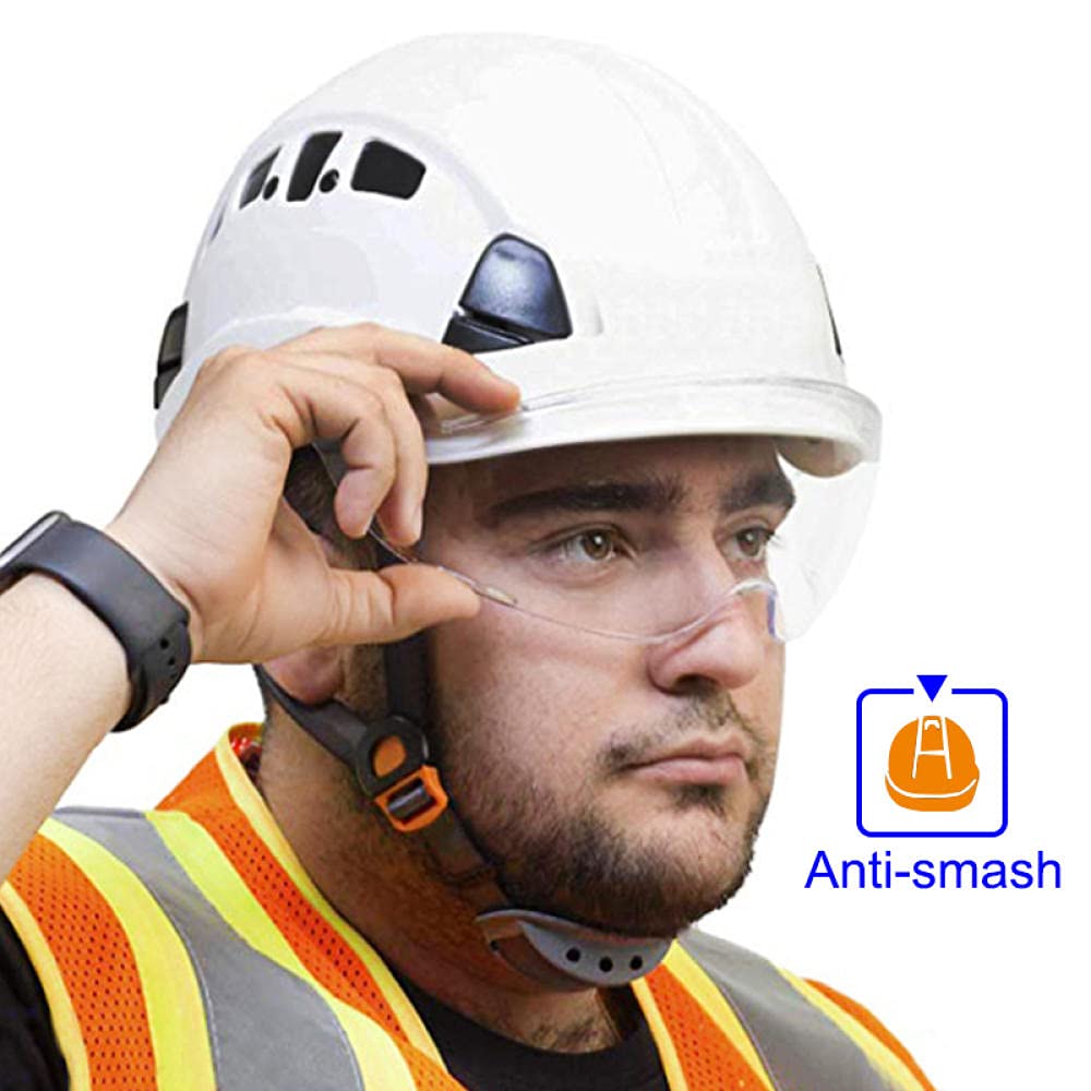Casque de sécurité des viseurs d'escalade en extérieur Casque de Sauvetage Casque de Travail ABS de Protection Contre Le Casque-Fyer Visière Sombre