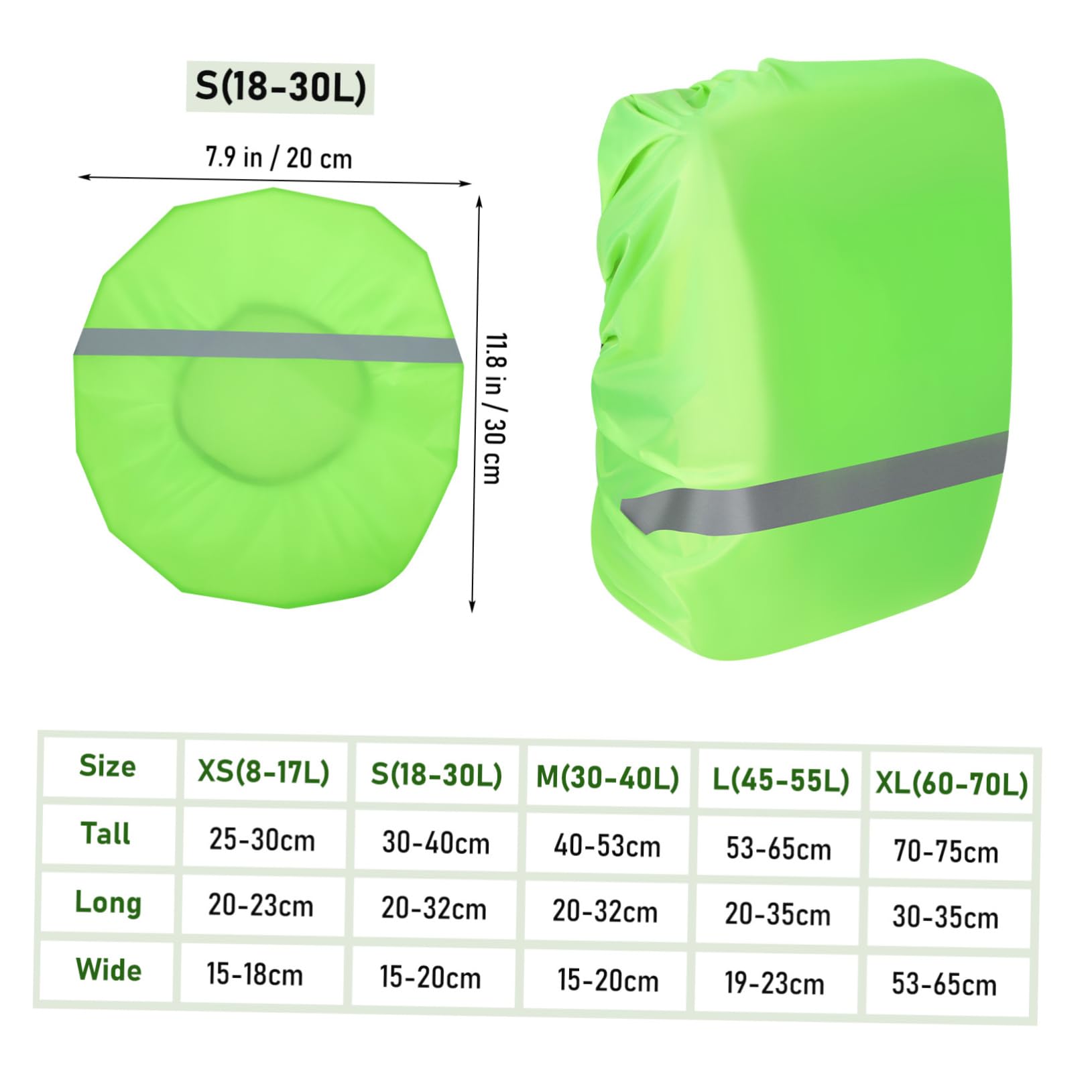 KICHOUSE Backpack Rain Cover Backpack Waterproof Rainproof Cover for Hiking Camping Travel Reflective Safety Reflectors