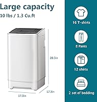 Vista 6 de Lavadora portátil, 2.1 pies cúbicos de lavado y centrifugado completamente automático combinado con 10 programas, máquina de lavandería eléctrica