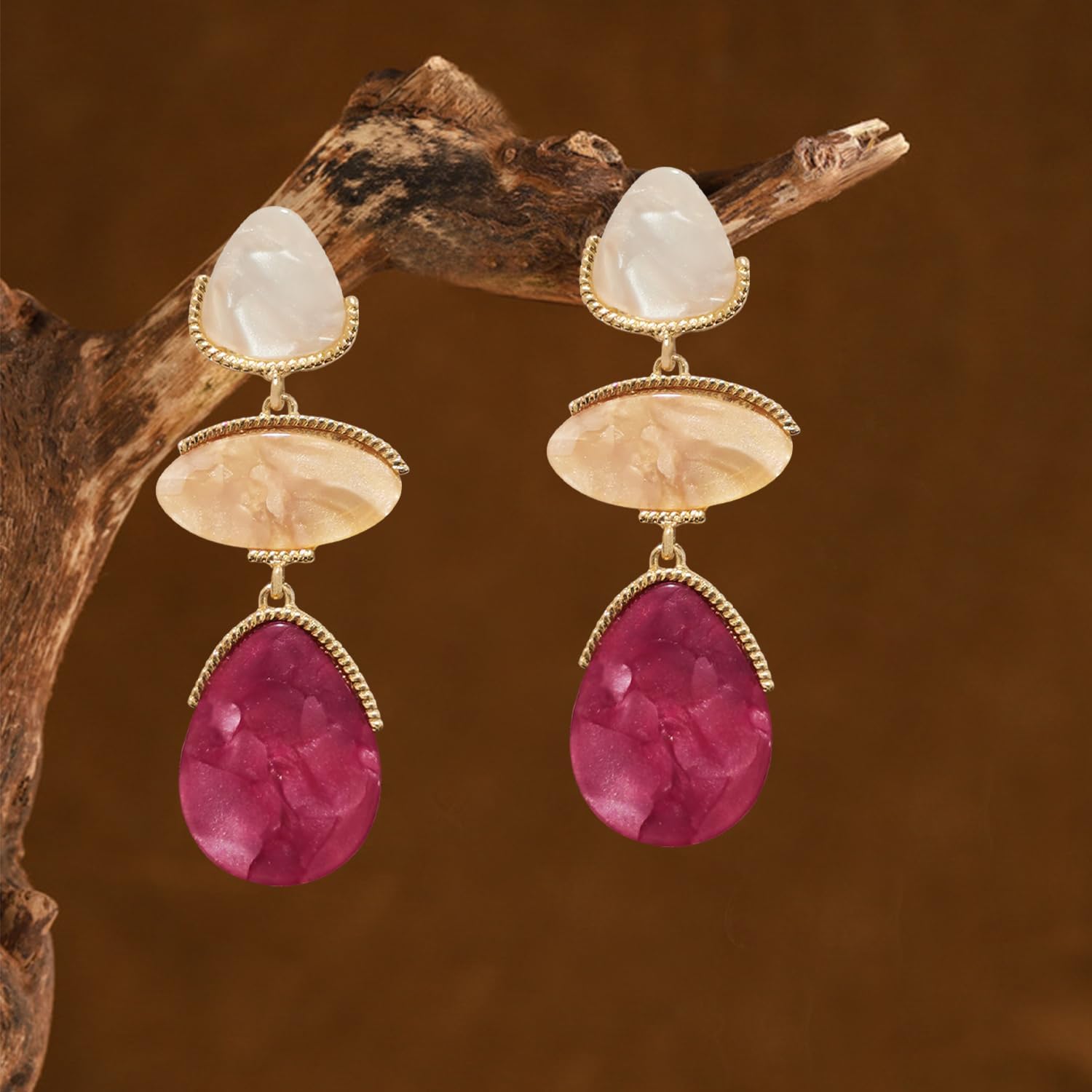 Fashion Rhinestone Shell Drop Dangle Earrings Statement Crystal Geometry Dangling Earrings Rectangle Teardrop Chandelier Earrings for Women Prom Pageant - Image 6