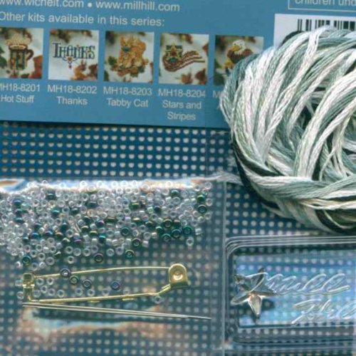 Image of Mill Hill Moonlight Ghost Beaded Counted Cross Stitch Halloween Ornament Kit 2008 Autumn Harvest MH18-8205