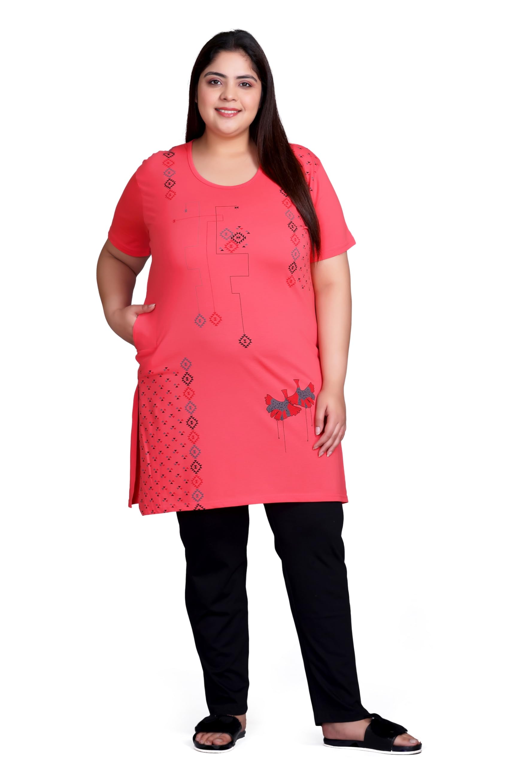 in love Women's Plus Size Printed Cotton Night Suit Set Short Sleeve-picture-36