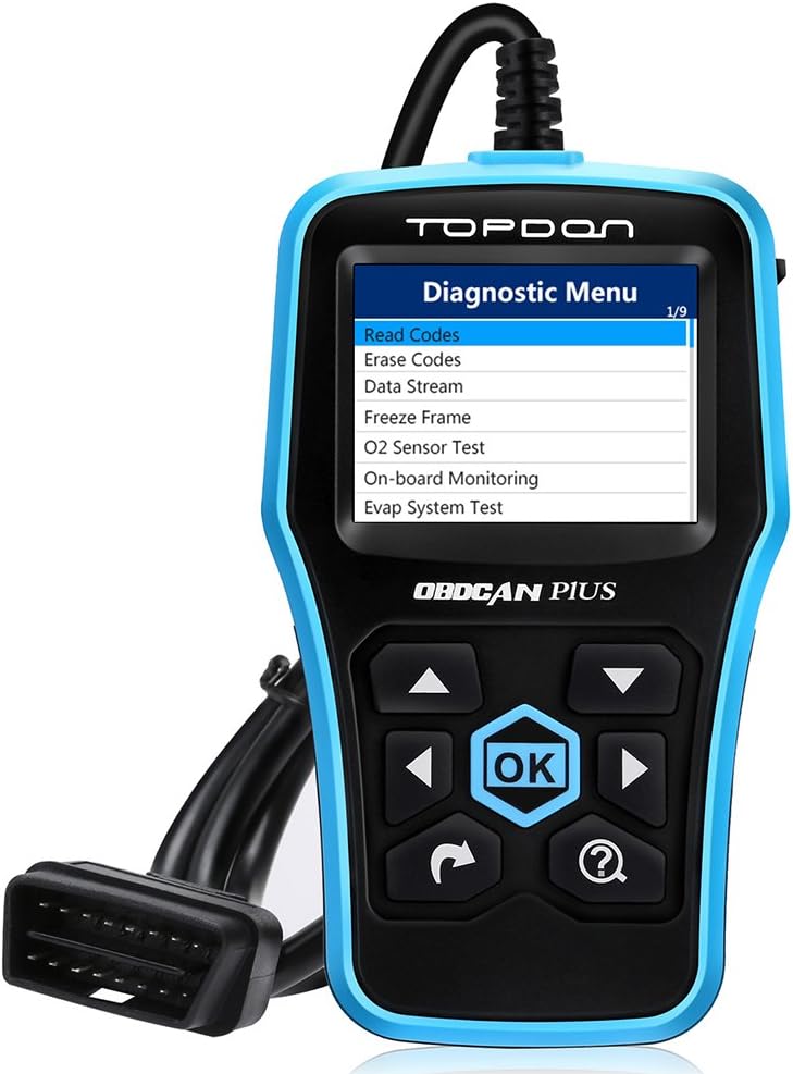 TOPDON PLUS 2.0 OBD2 Code Reader Scanner Car Diagnostic Tool with O2 Sensor, I/M Readiness, Read and Clear DTC, On-Board Monitoring Test, Mode 6