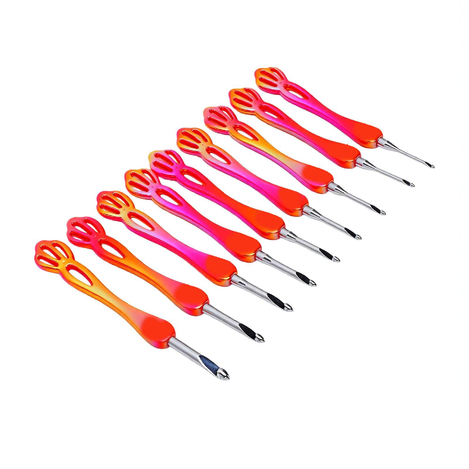 Generic Juego de Agujas de Ganchillo Ergonómicas, Puntas de Aluminio Ligeras para Principiantes, Bufandas y Mantas, 9 Uds.