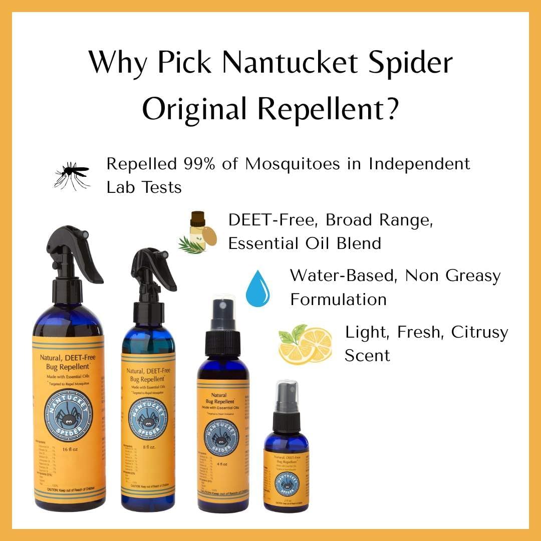 NANTUCKET SPIDER Deet-Free Insect Repellent w Pump Spray, 2 FZ
