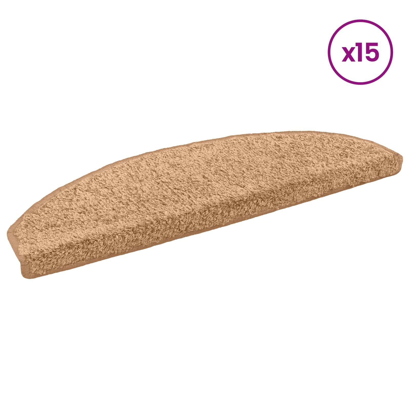 Tappetini autoadesivi per gradini 15 pz 80 x 24,5 x 3,5 cm beige