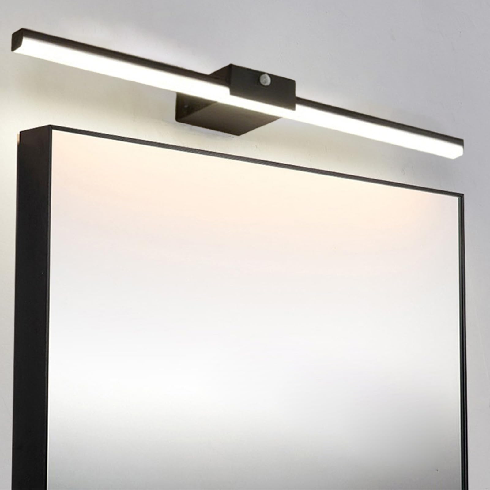 LED Spiegelleuchte Bad Wandleuchten mit Bewegungsmelder Wandlicht mit Schalter Aluminium Wasserdicht Wandleuchte Bildbeleuchtung Schminktisch Wohnzimmer Schlafzimmer (Schwarzes Warmes Licht,60cm)