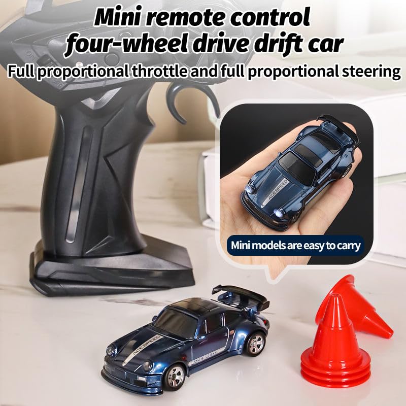 Image of Bestie toys 4WD Edition 1 /64 Scale Mini RC Drift Car, Toys for Age 8-14 Old Birthday Gifts, High Speed Racing Micro Small with Full Proportional RTR 2.4GHz Remote and 4 Cones