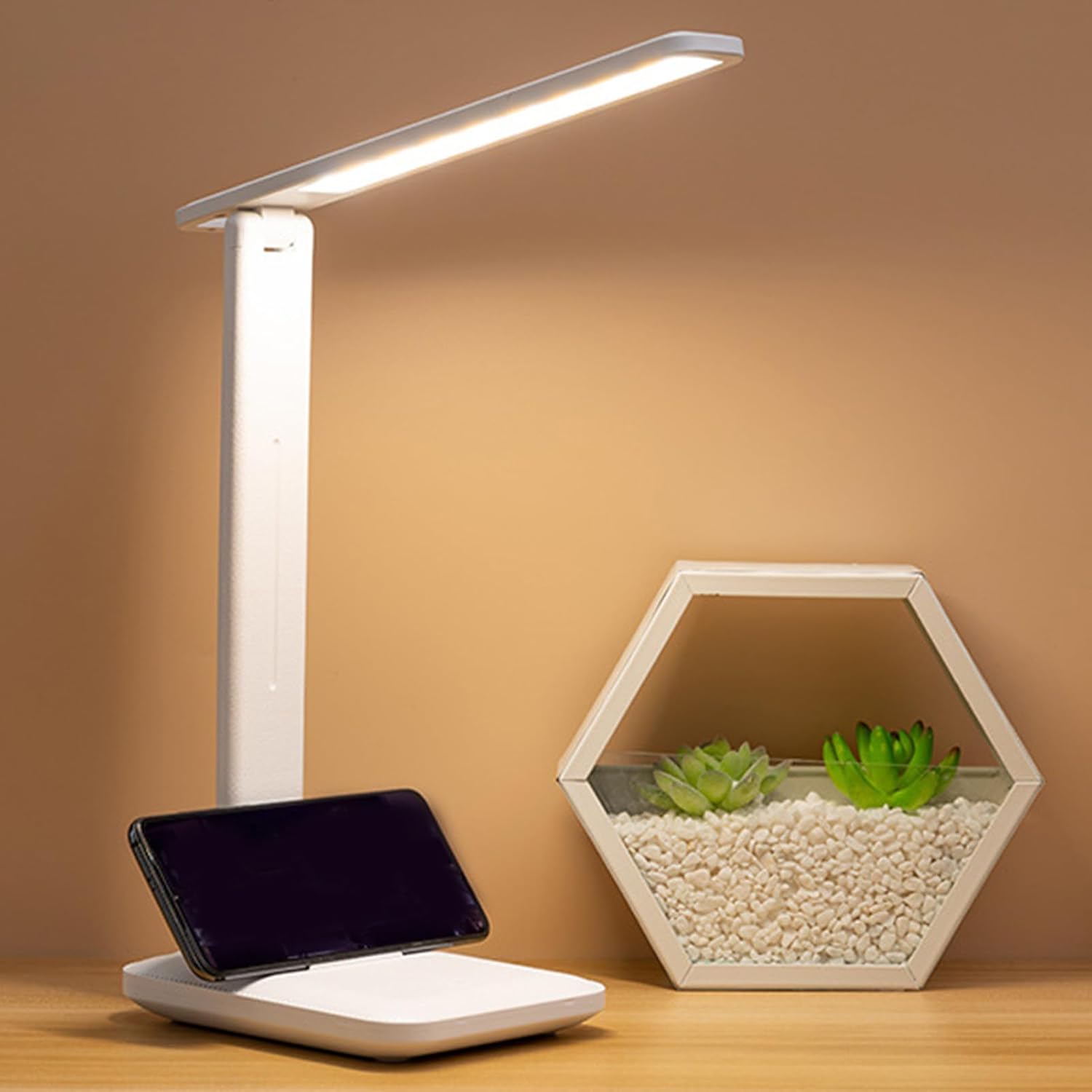 Garosa Foldable LED Desk Lamp Rechargeable with 3 Color Temperatures Book Reading Light for Home Office Study Travel Compact Height Adjustable Eye Care 26cm
