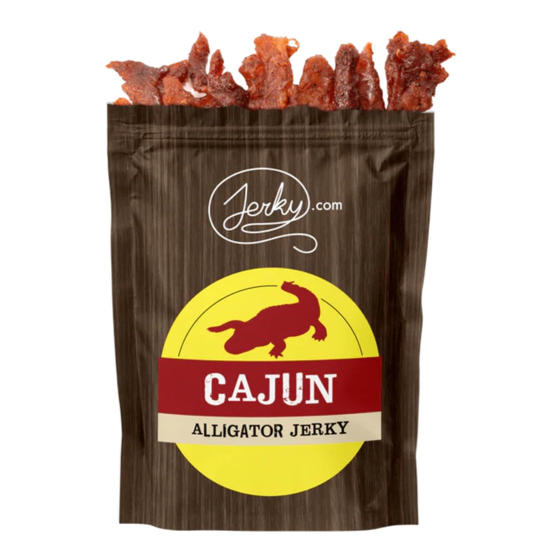 Jerky.com Exotic Cajun Alligator Jerky - Wild Game Meat Snacks, Exotic Snacks, High-Protein, All-Natural, No Added Preservatives - Healthy Snacks for Adults - 1.75 oz. (Pack of 1)