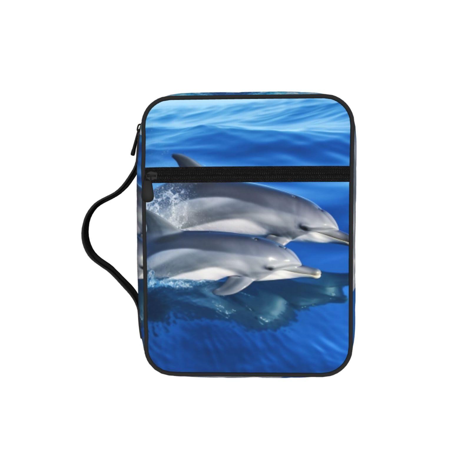 Dolphin Family Bible Cover Case Waterproof Bible Bag With Handle Organizer Storage Book Cover For Bible Study