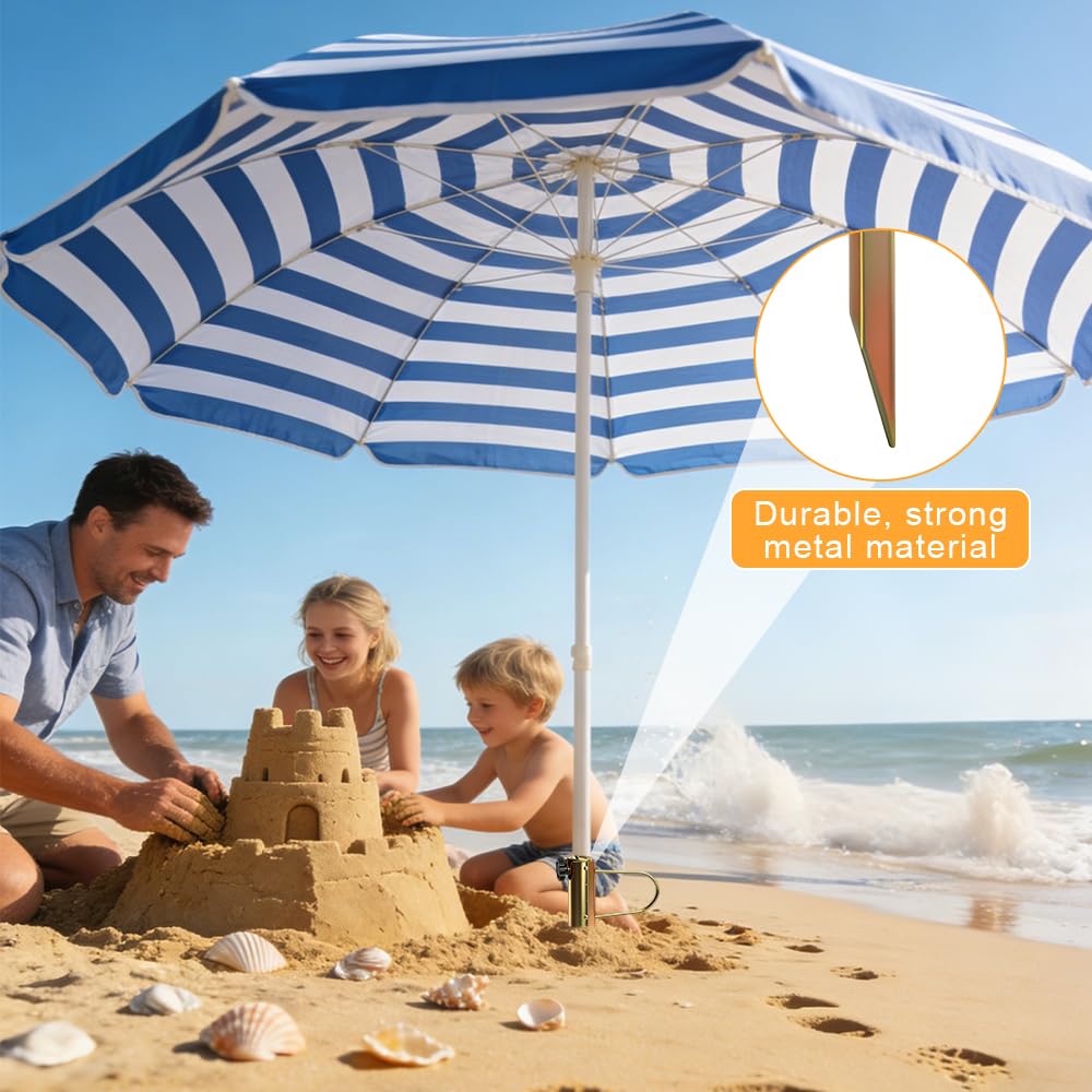 2 szt. Stojak na parasol plażowy, metalowy pik do parasola z 2 haczykami, drapak na trawnik do stojaka na parasol (średnica 20-32 mm)