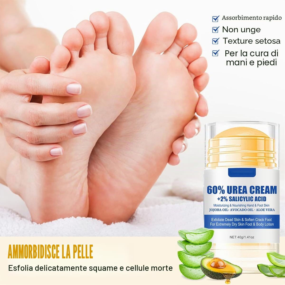 Baorder 2 pezzi Peach Scented and 60% Urea Foot Cream Set idratante Foot Cream, Repair Dry Skin, mani, talloni, gomiti e ginocchia, cura morbida e idratante per donne e uomini
