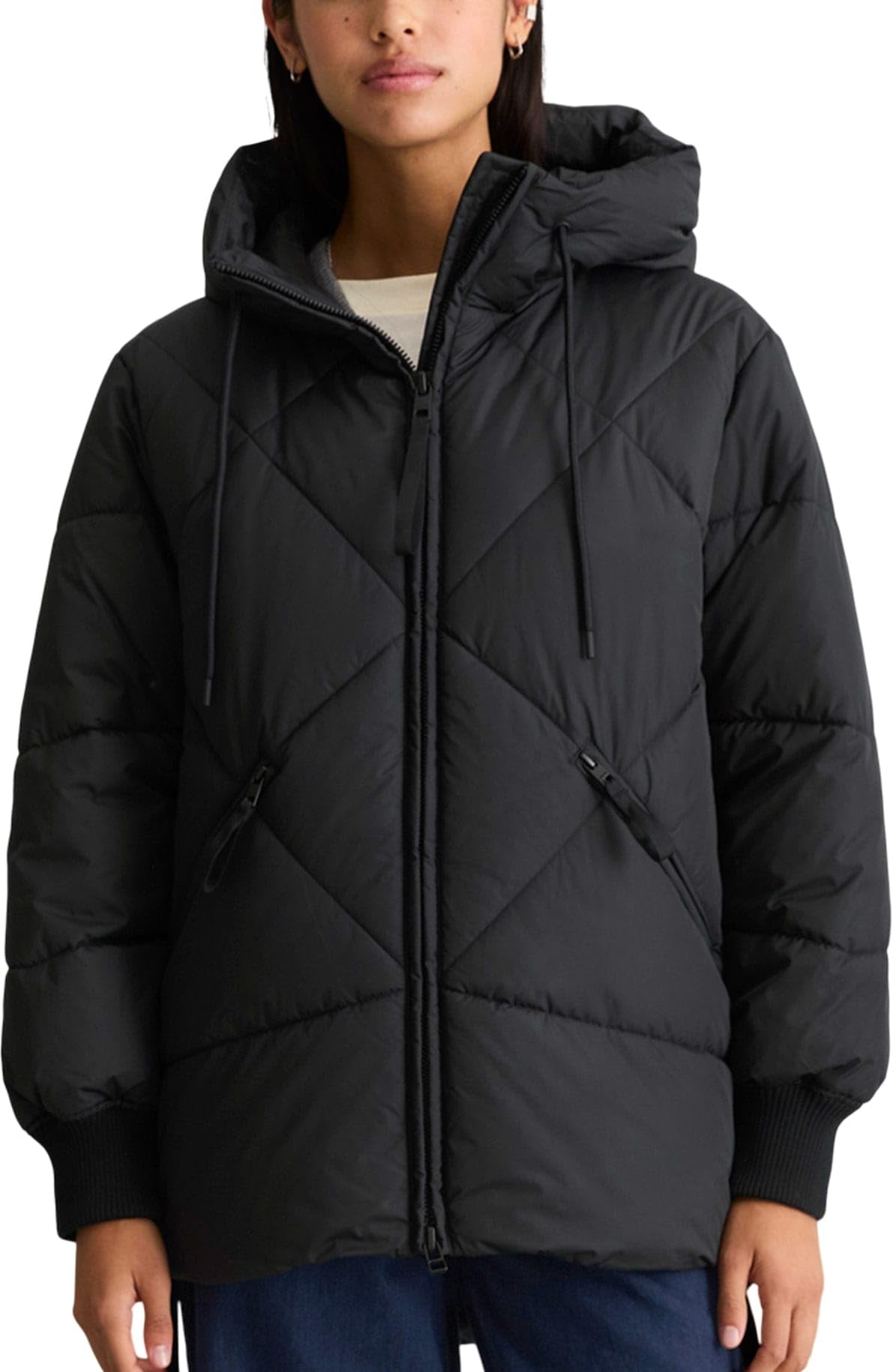 Marc O'Polo Lange Kapuzen-Steppjacke Relaxed
