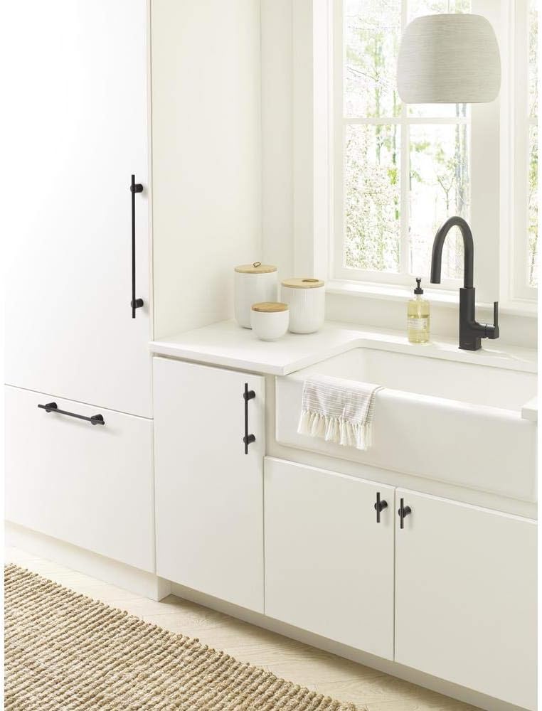 Amerock | Cabinet Pull | Matte Black | 5-1/16 inch (128 mm) Center to Center | Transcendent | 1 Pack | Drawer Pull | Drawer Handle | Cabinet Hardware