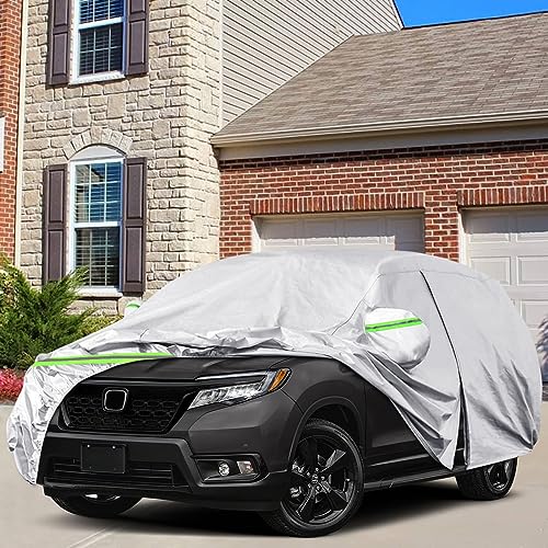Image of Waterproof SUV Car Cover Custom Fit for 2019-2024 Honda Passport, 6 Layers All Weather Car Covers with Zipper Door & Windproof Bands for Sun Snow Rain Dust Protection, Outdoor Indoor