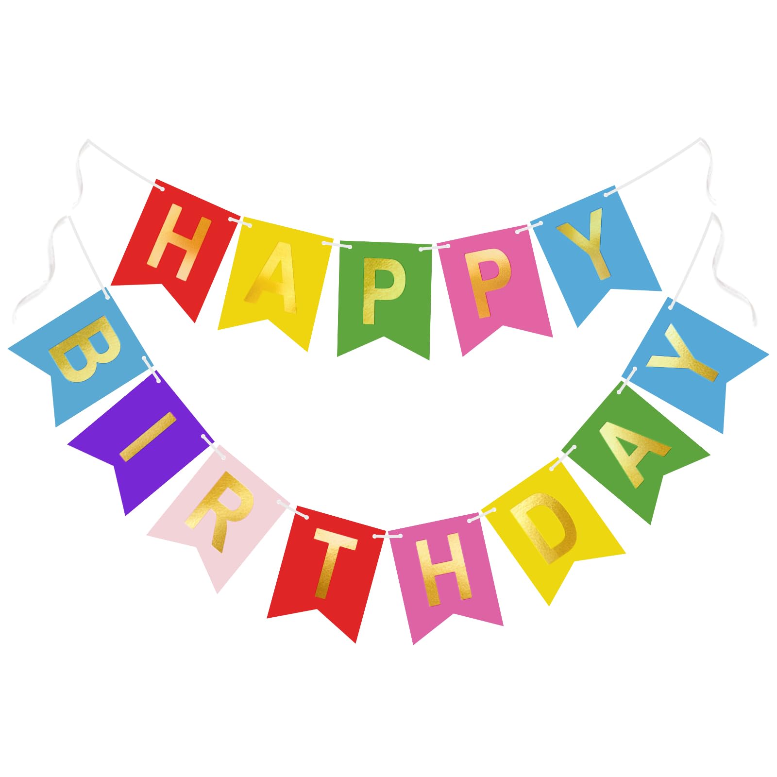G2PLUS Pre-Strung Happy Birthday Banner Gold Corlorful: 16 x 20 cm — image 1