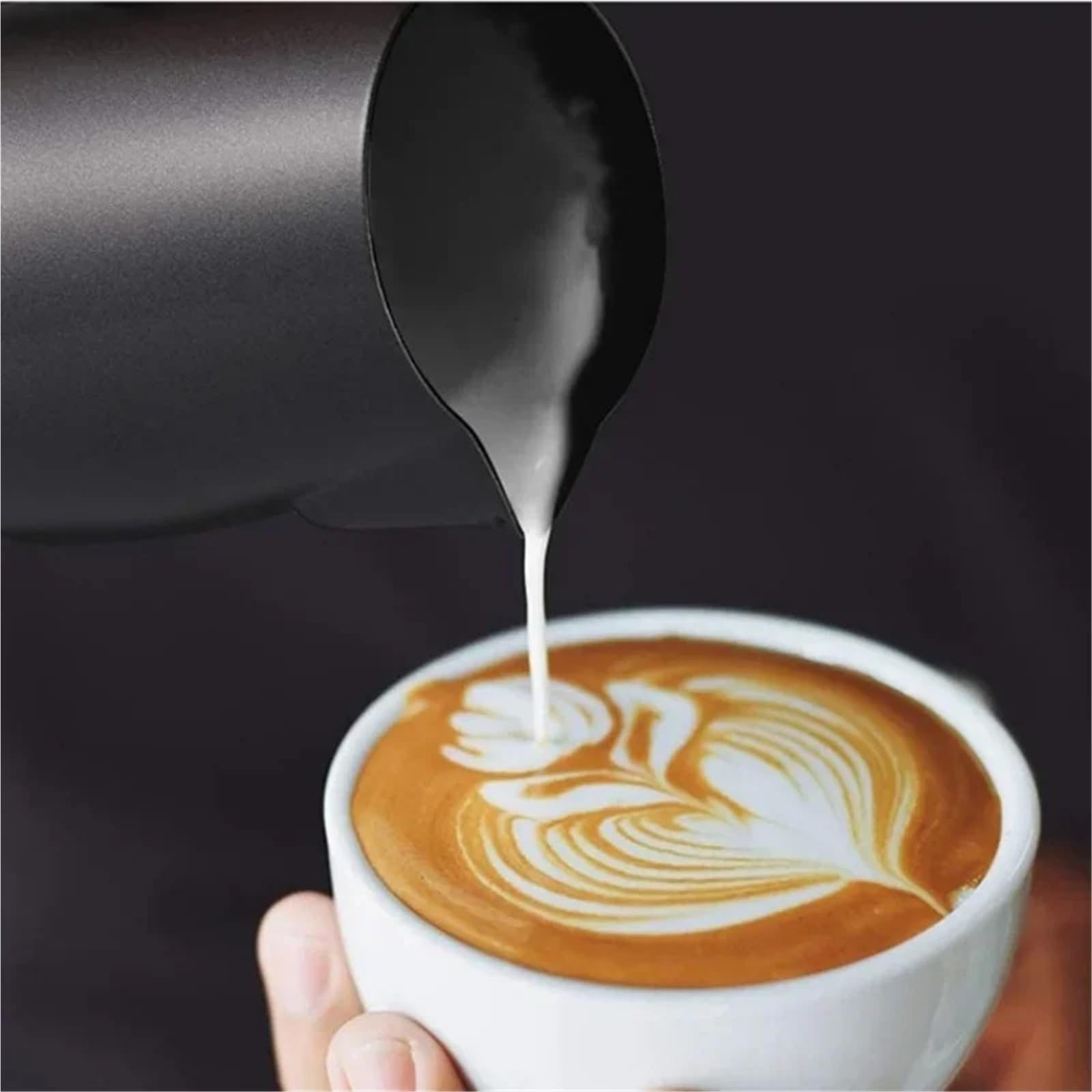 Milchschaum Kanne 350/600 ml Edelstahl-Dampfkännchen mit Milchaufschäumfunktion, Kaffeetasse, Barista-Werkzeug für Creme(350ml,Teflon)