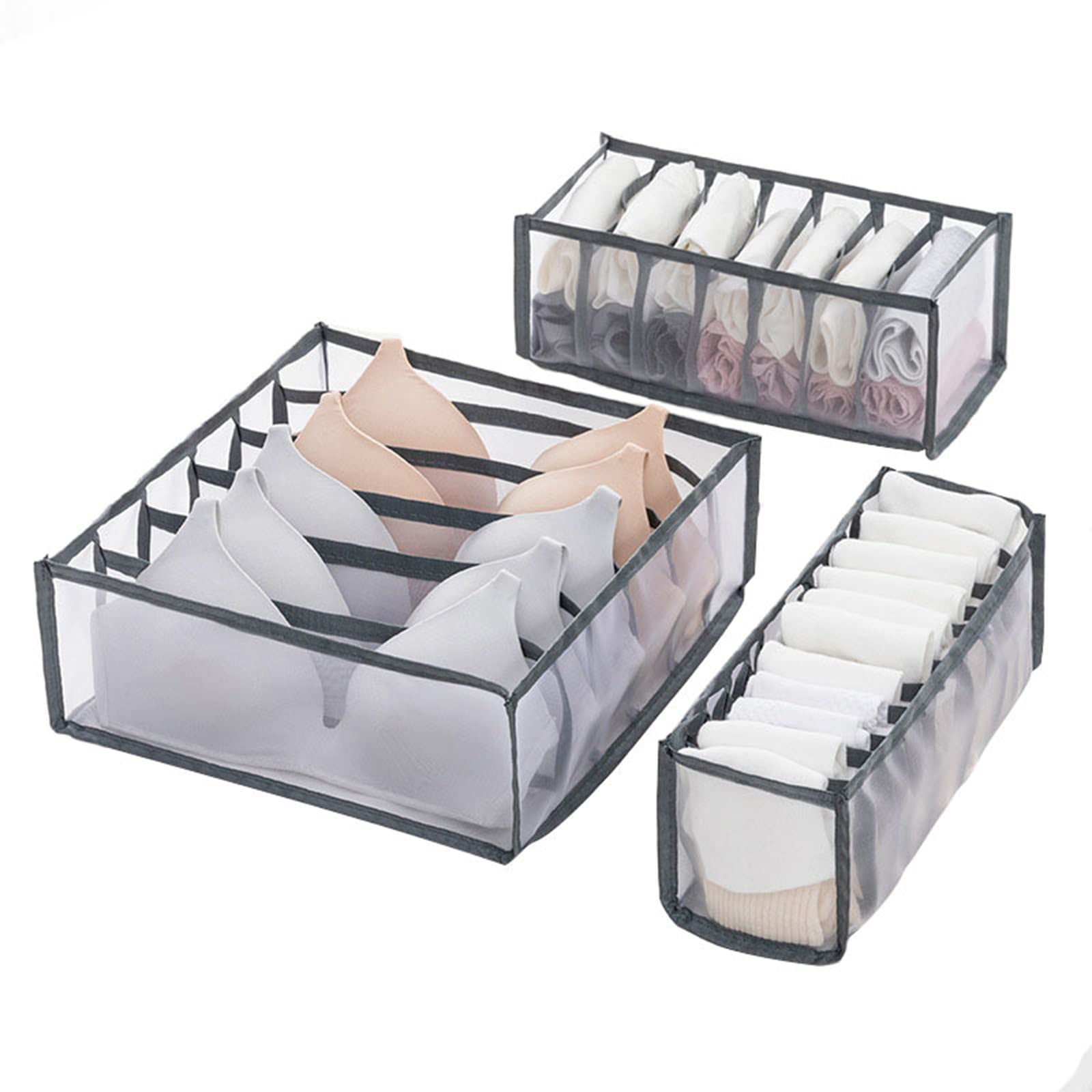 Organizador de armario lavable con cajas de almacenamiento de malla para guardar calcetines 8