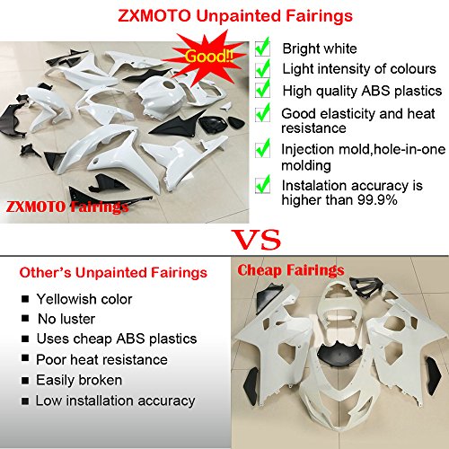 ZXMOTO Unpainted Motorcycle Fairings Kit for 2014 2015 2016 2017 2018 Yamaha YZF R3, YZF R25 2015 2016 2017 ABS Plastic Bodywork - Thumbnail 3