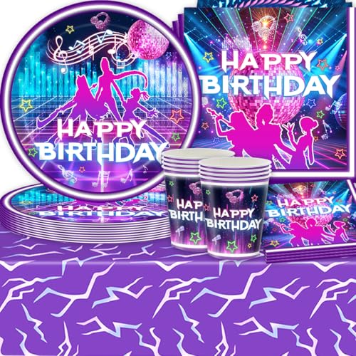 Decoraciones para cumpleaños musical y2k de kpop con vajilla para 61 piezas