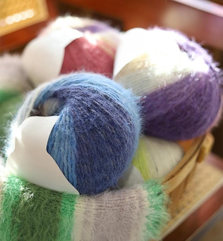 2/4/6 Rollos de Hilo de Mezcla de Lana de Peso Medio de 100 g, Hilo de Lana Variegado para Tejer a Mano, para Bufandas, Gorros, Suéteres y Mantas de Ganchillo DIY