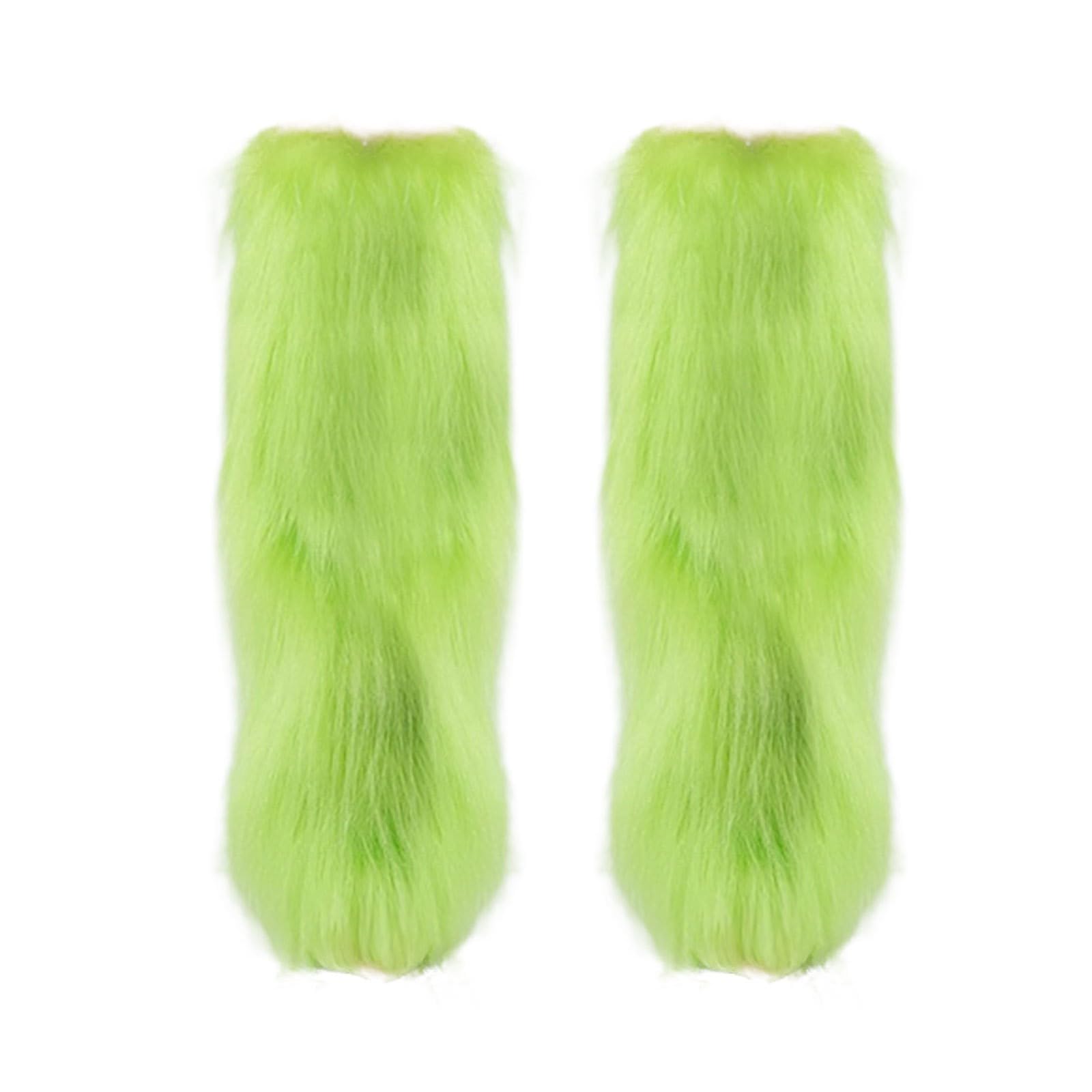 Women Furry Leg warmers Solid Fuzzy Leg warmers Soft Boot Cuffs Cover for Cold Weather a-Green A