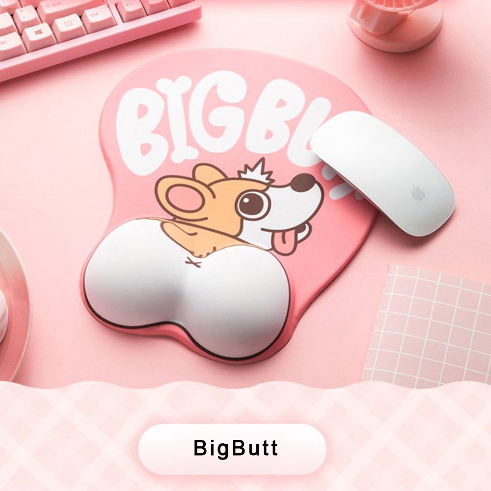 Tappetino Mouse Ergonomico Con Supporto In Gel E Stampa 3D Corgi – Morbido E Antiscivolo, Idea Regalo (rosa)